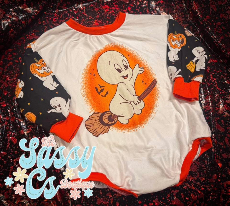 Friendly Ghost Sweater Romper RTS 18/24